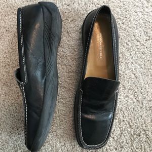 Black leather Italian loafers